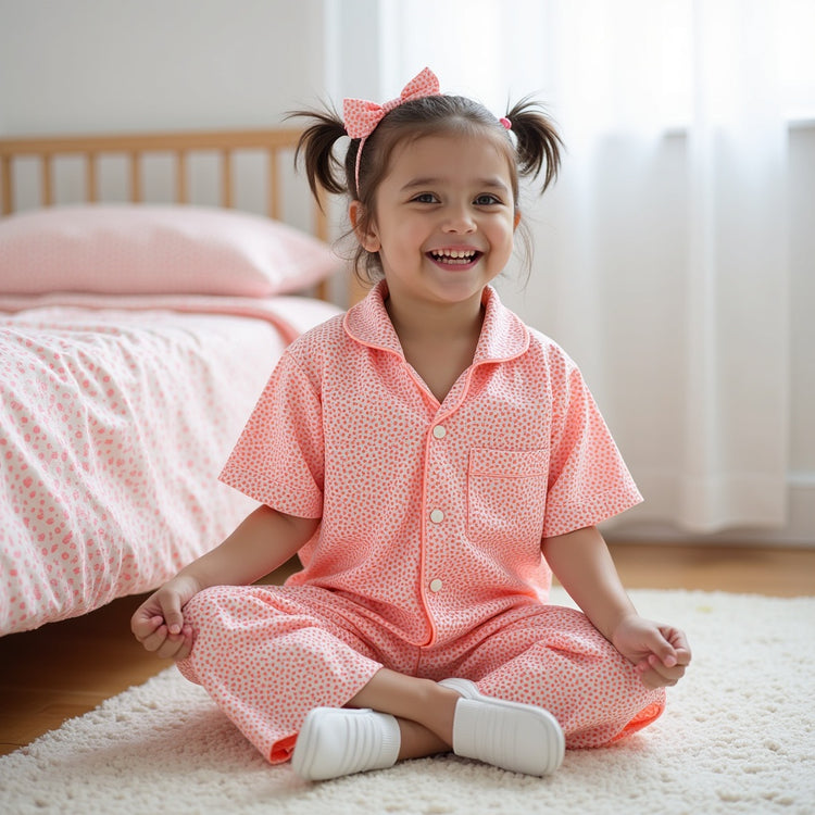 Neon Scattered Dots Night Suit