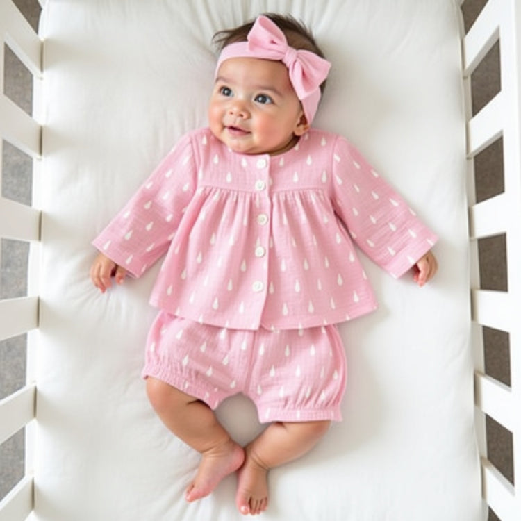 Pink and white raindrops Set