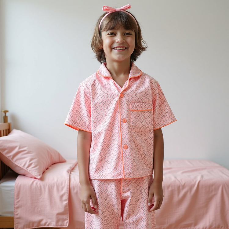Neon Scattered Dots Night Suit