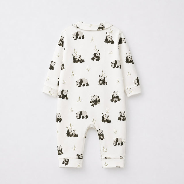 Panda & Bamboo bamboo cotton baby sleepsuit — two-way zip romper onesie