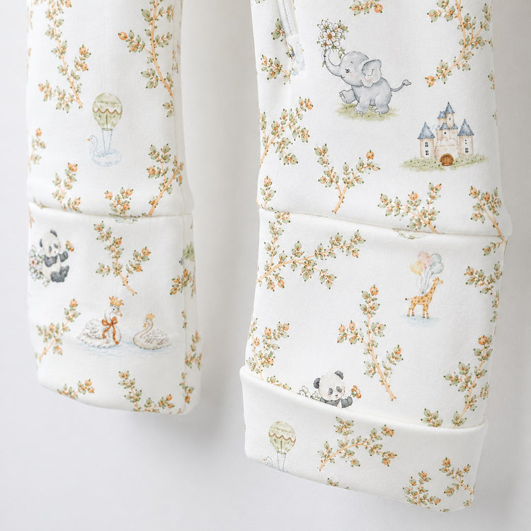 Panda Leaves bamboo cotton baby sleepsuit — bamboo cotton onesie romper flatlay