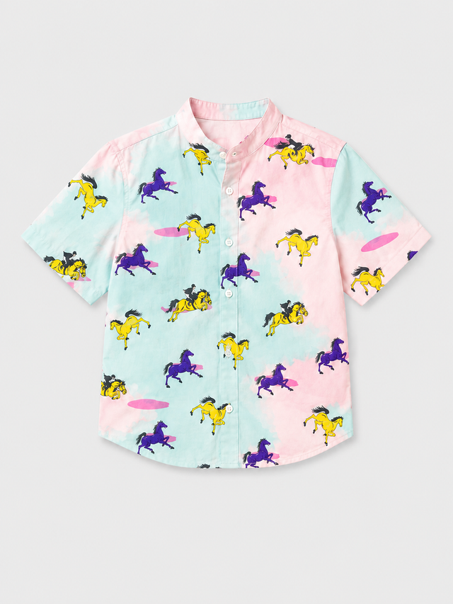 Boy wearing Anaario Pastel Horse Shirt Set