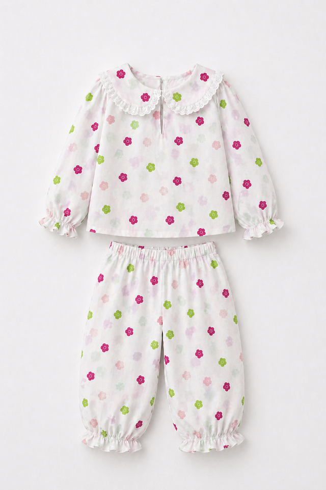 Girl wearing Anaario Pink Blossom Night Suit