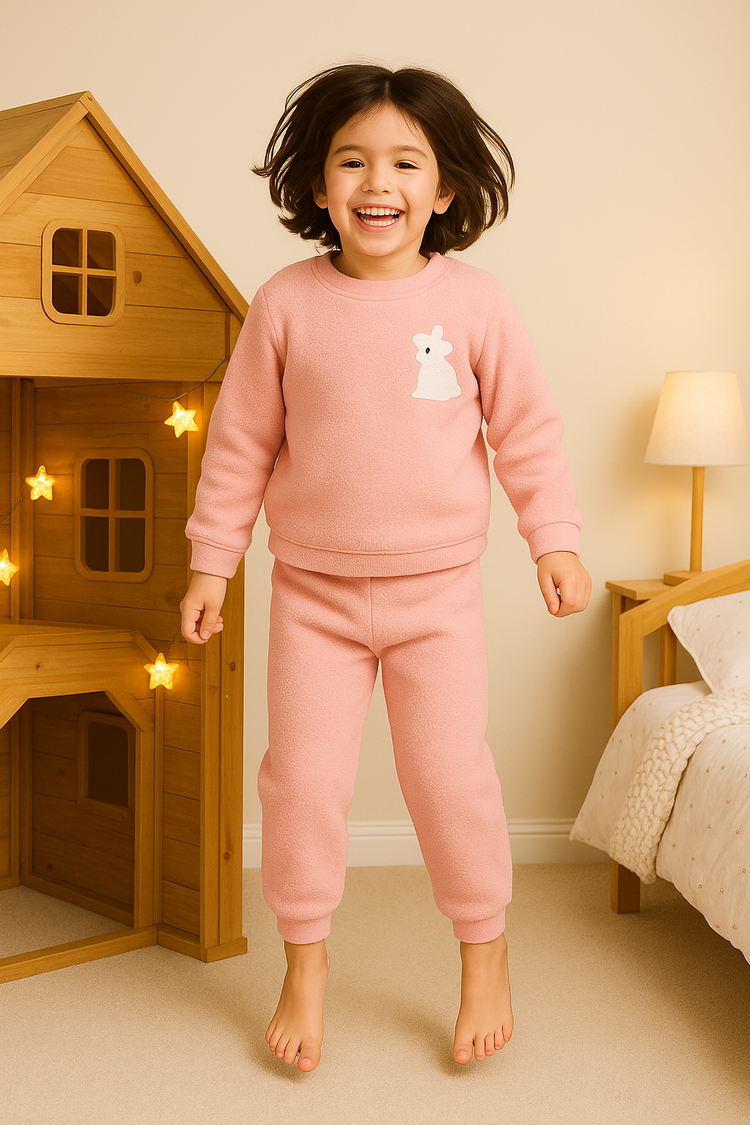 Pink Bunny Fleece Set