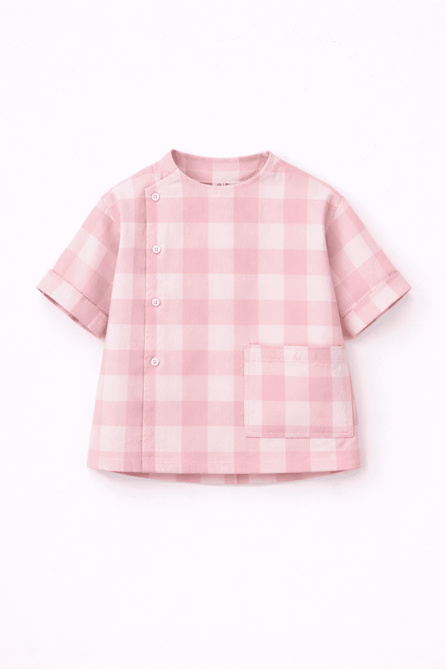 Boy wearing Anaario Pink Check Pocket Co-ord Set