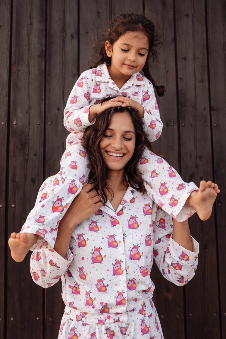 Boy wearing Anaario Pink Cow Night Suit