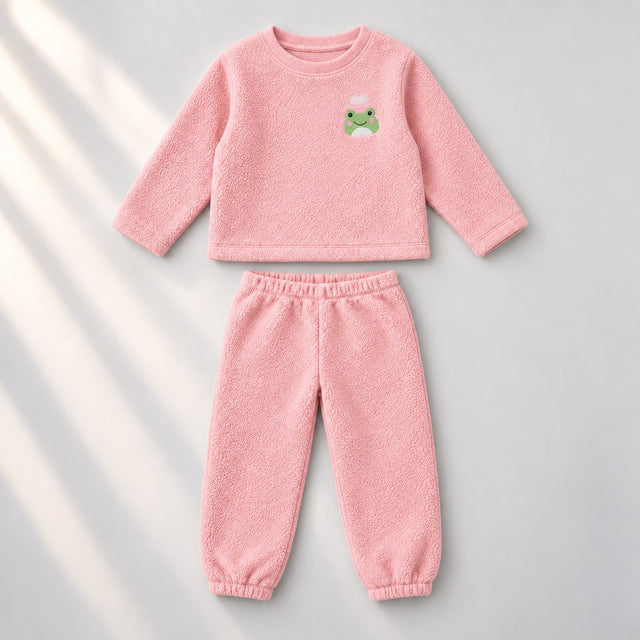 Pink Frog Fleece Set top and bottom by Anaario