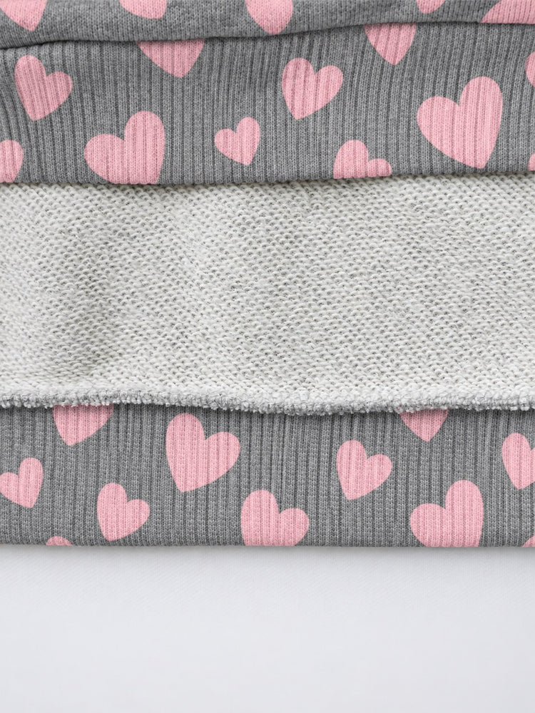 Pink & Grey Hearts Hooded Jogger Set flat lay by Anaario