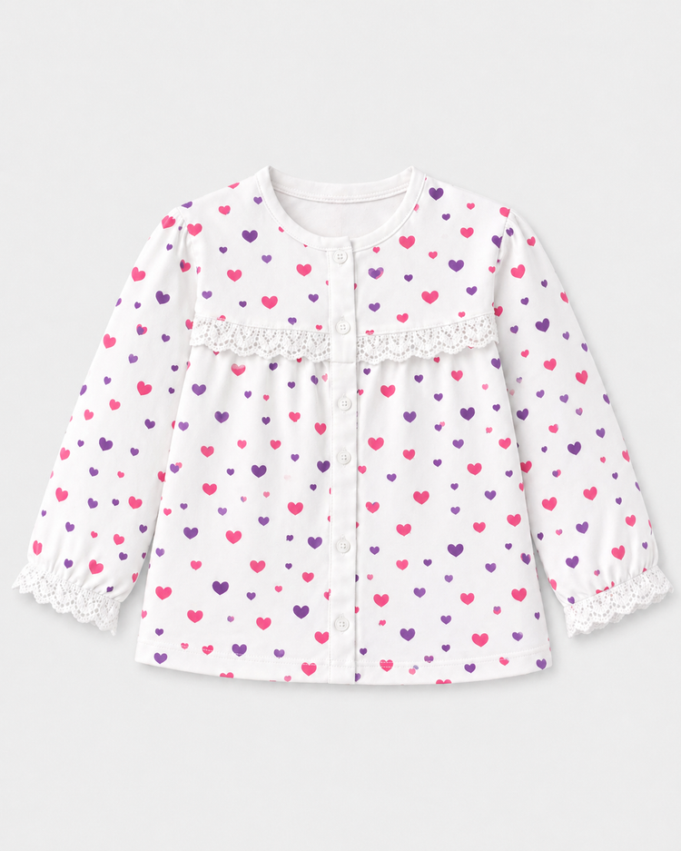 Girl wearing Anaario Pink Heart Night Suit