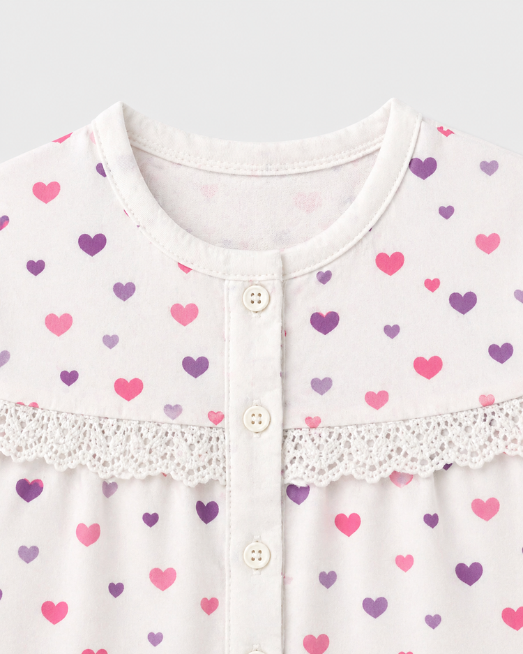 Girl wearing Anaario Pink Heart Night Suit