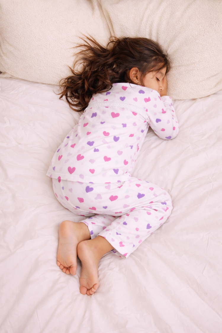 Girl wearing Anaario Pink Heart Night Suit