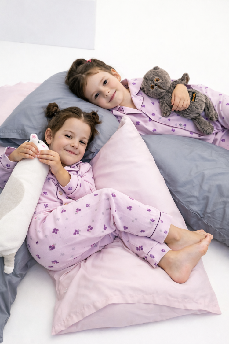 Girl wearing Anaario Pink Petal Night Suit