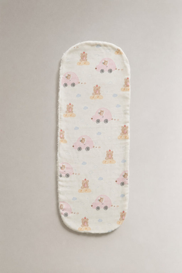 Pink teddy bamboo baby burp cloth by Anaario