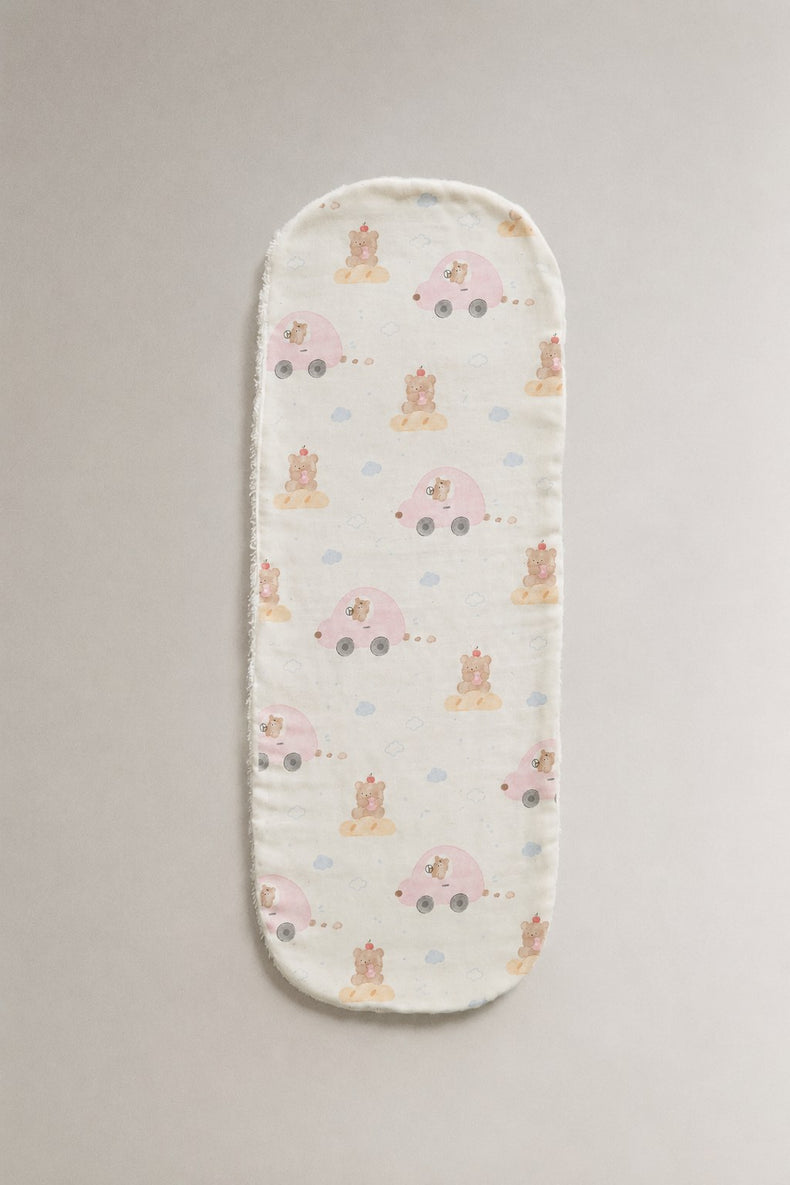 Pink teddy bamboo baby burp cloth by Anaario