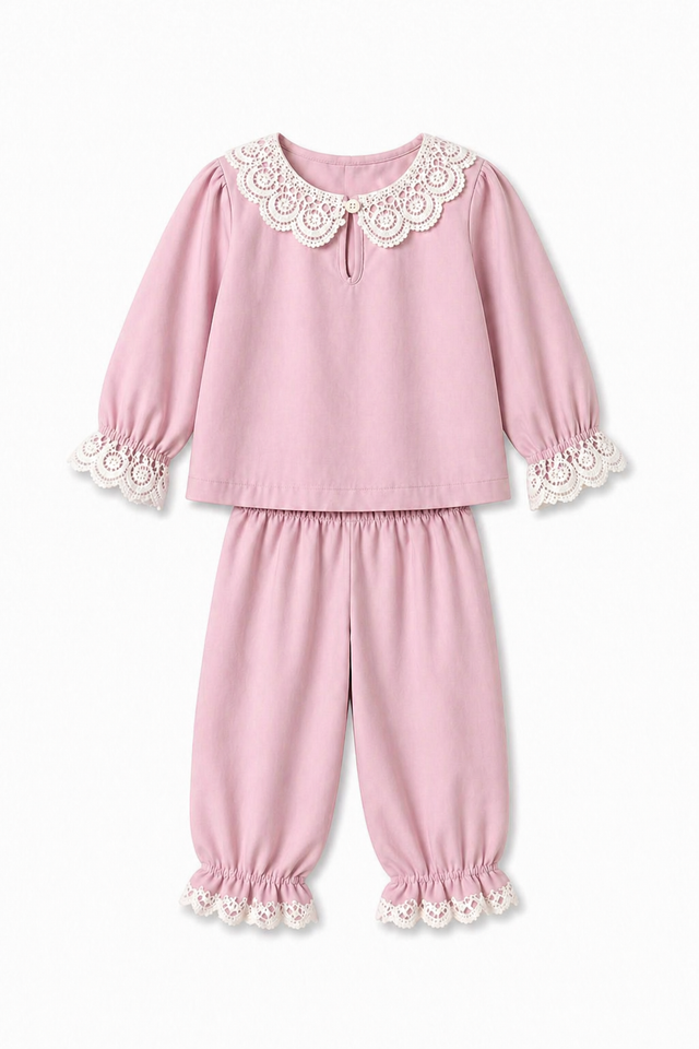 Girl wearing Anaario Pink Whispers Night Suit