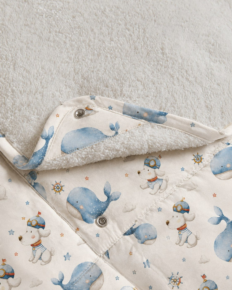 Puppy & Whale bamboo baby changing mat — print detail