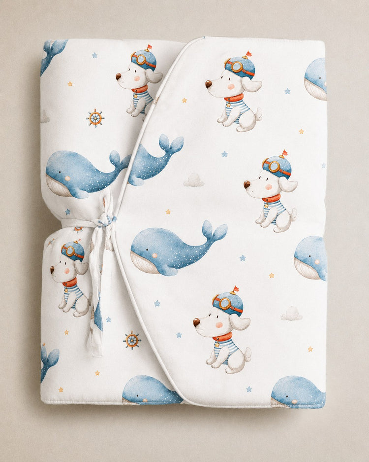 Puppy & Whale bamboo baby changing mat — folded