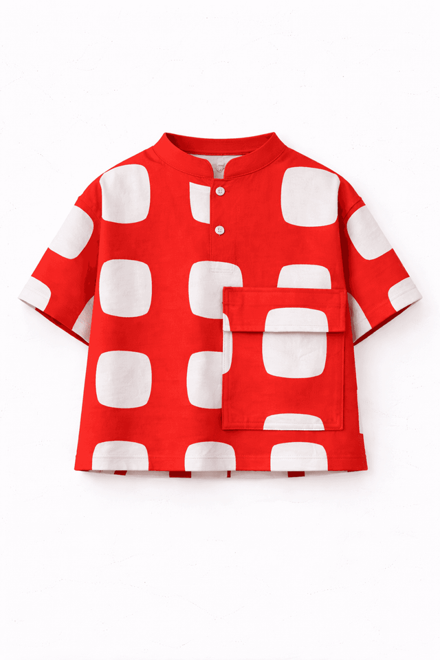 Boy wearing Anaario Red Rhythm Pocket Co-ord Set