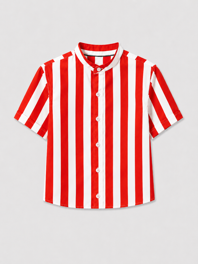 Boy wearing Anaario Red Stripe Shirt Set