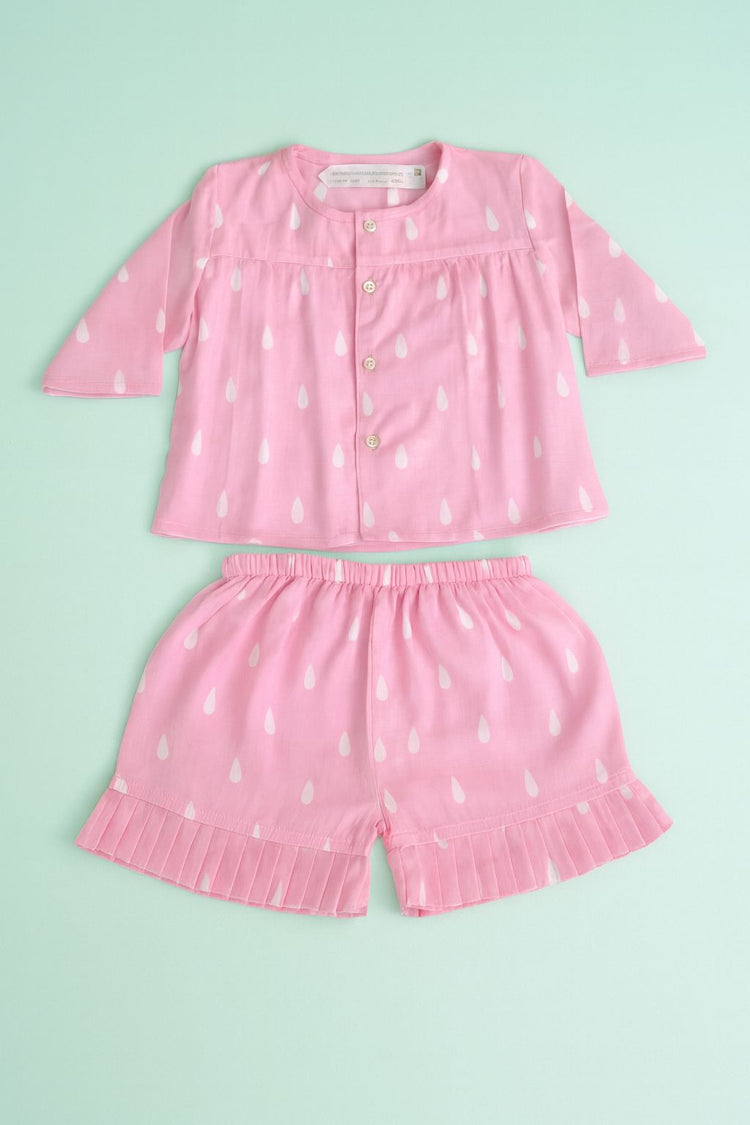 Pink and white Raindrops - Night Wear