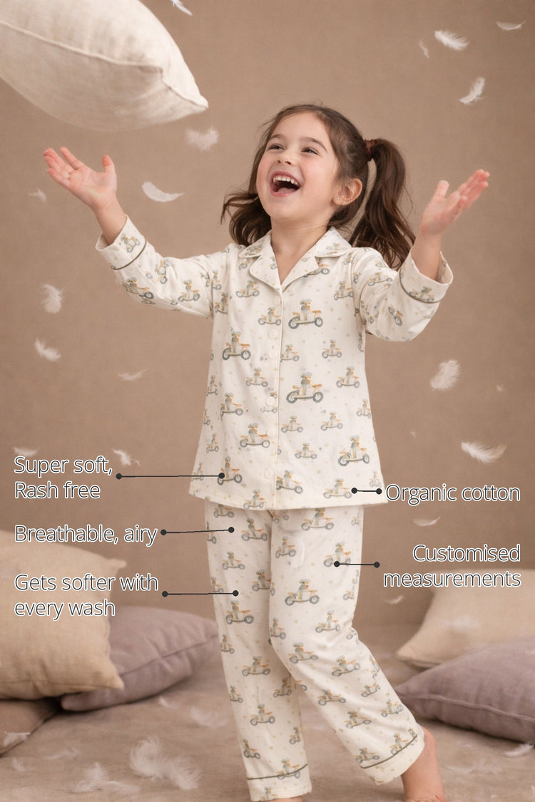 Retro Scooters Girls' Night Suit features