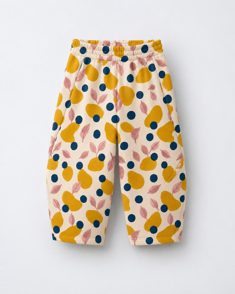 Mustard Lemons Hooded Barrel Pant Set flat lay by Anaario