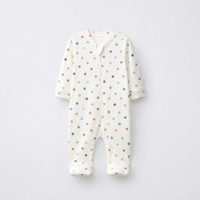 Sailboat & Friends bamboo cotton baby sleepsuit — two-way zip romper onesie