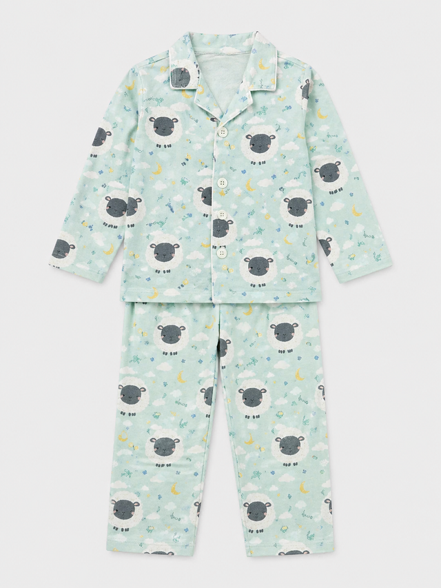 Boy wearing Anaario Sheep and Night Sky Night Suit
