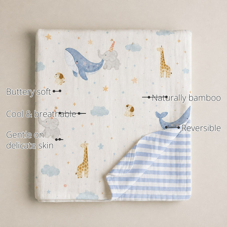 Blue Whale Bamboo Baby Quilt features
