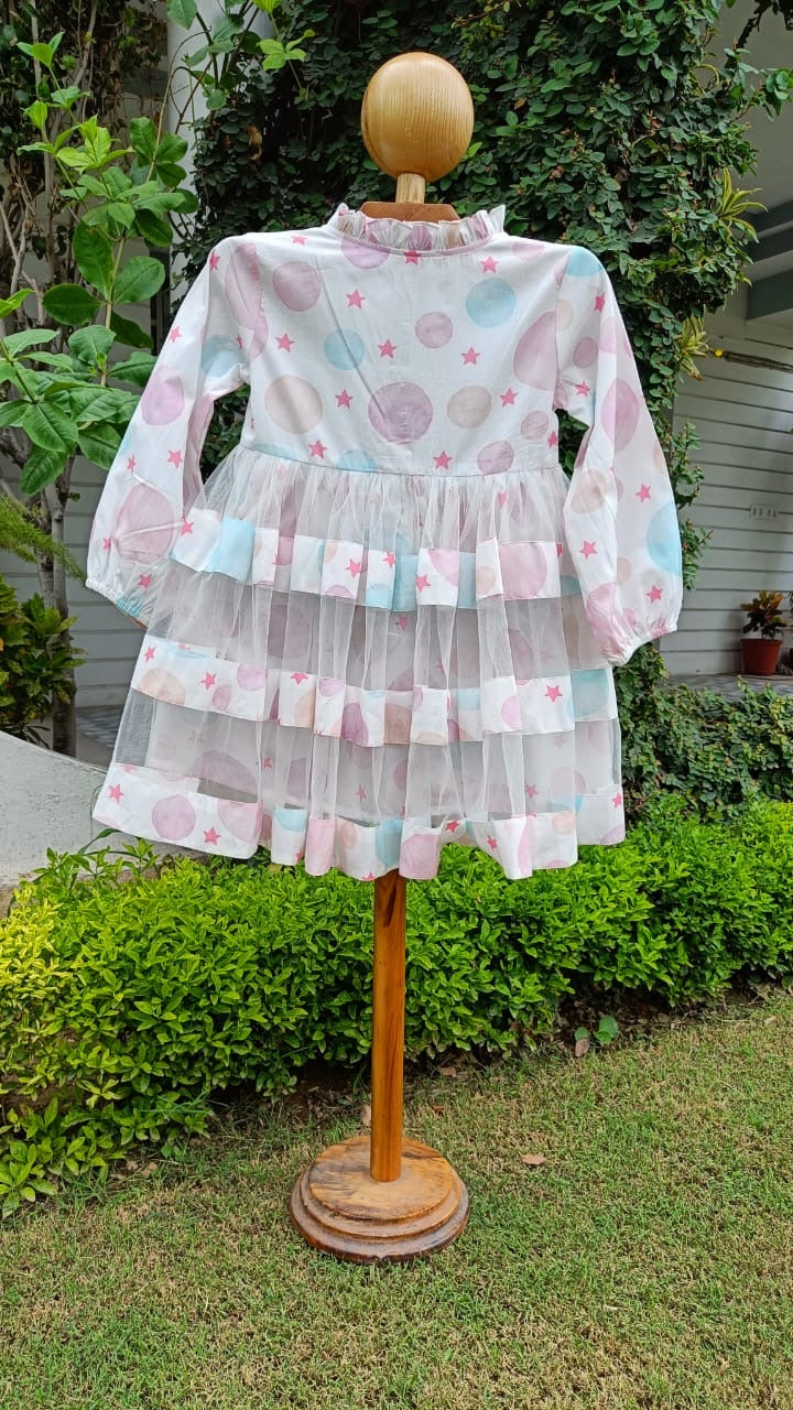 Girl wearing Anaario Starry Dot Ruffle Dress