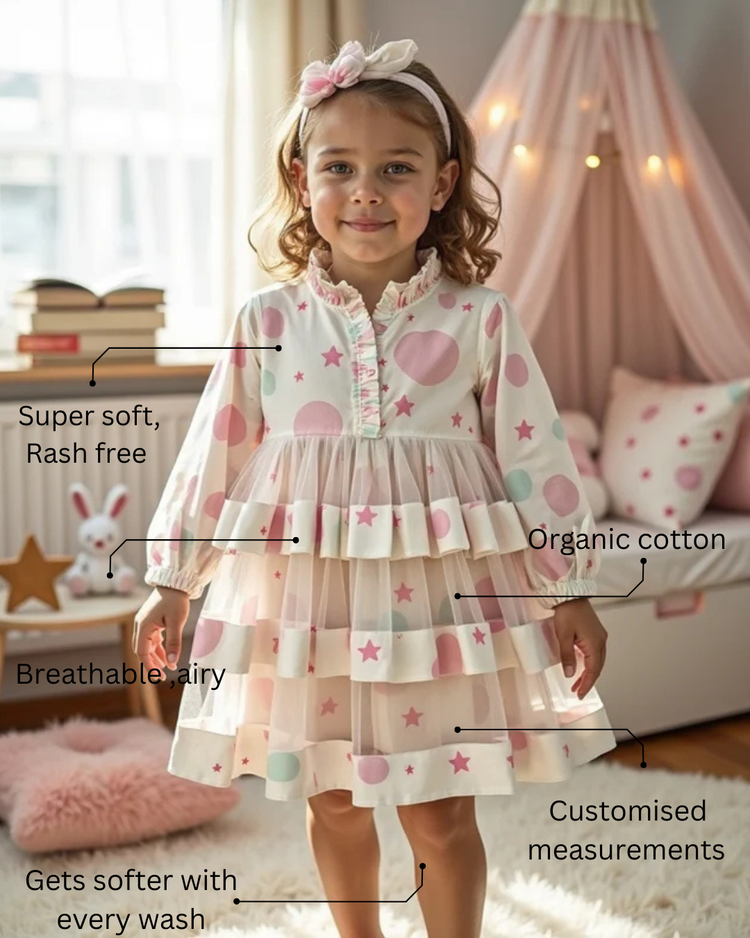 Girl wearing Anaario Starry Dot Ruffle Dress