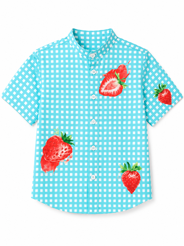 Boy wearing Anaario Strawberry Aqua Shirt Set