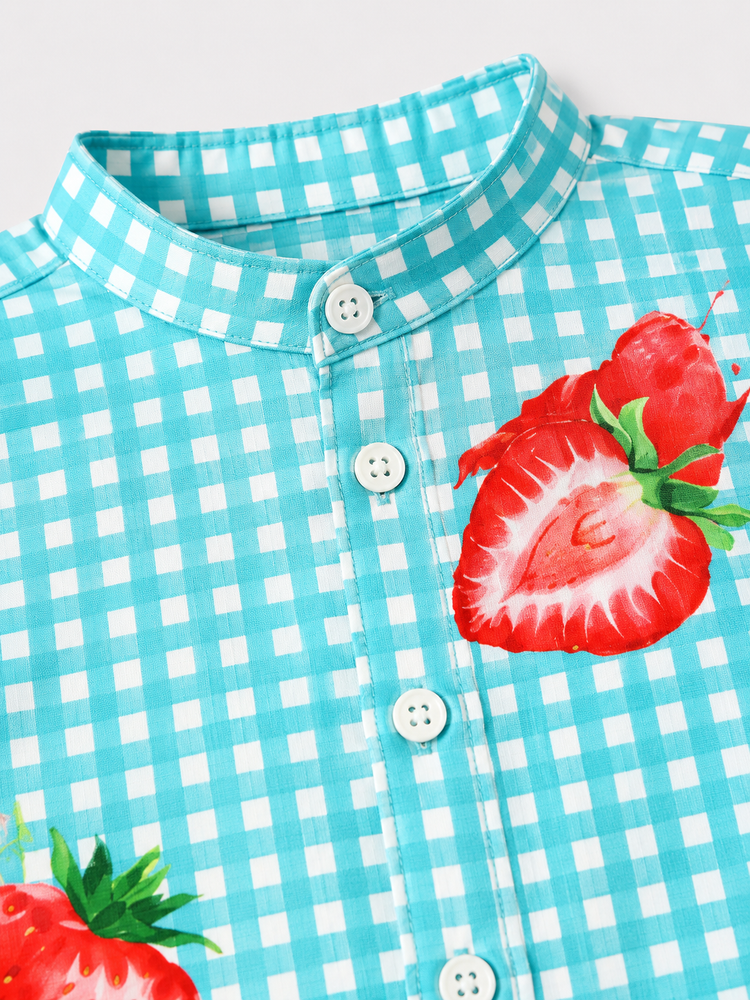 Boy wearing Anaario Strawberry Aqua Shirt Set