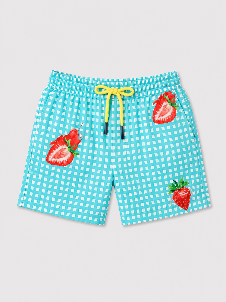 Boy wearing Anaario Strawberry Aqua Shorts