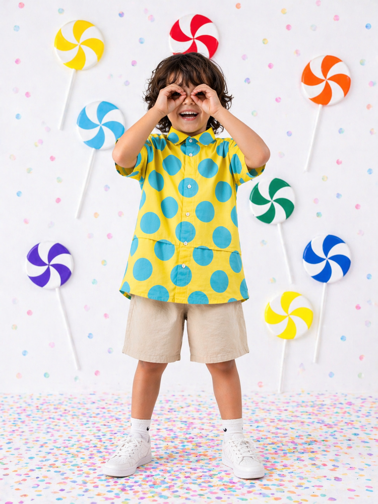 Boy wearing Anaario Sunshine Dot Oversized Shirt