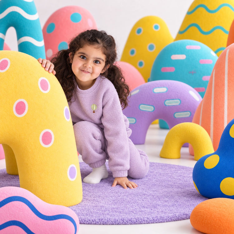 Lavender Hot Air Balloon Fleece Set on child by Anaario – winter fleecewear
