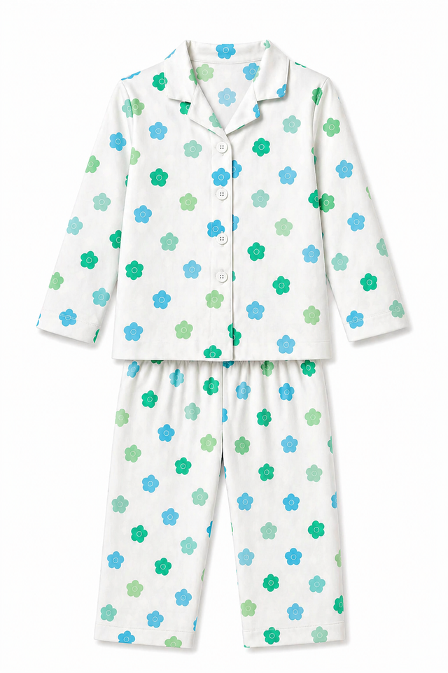 Boy wearing Anaario Teal Blossom Night Suit