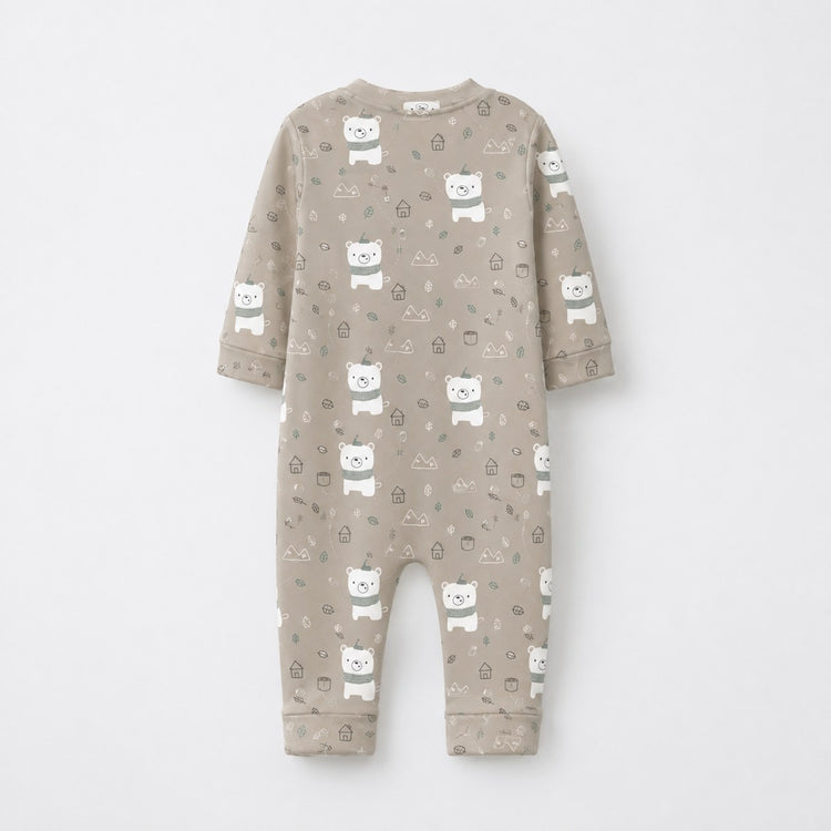 Teddy Bear bamboo cotton baby sleepsuit — footed zip-front sleepsuit, onesie romper