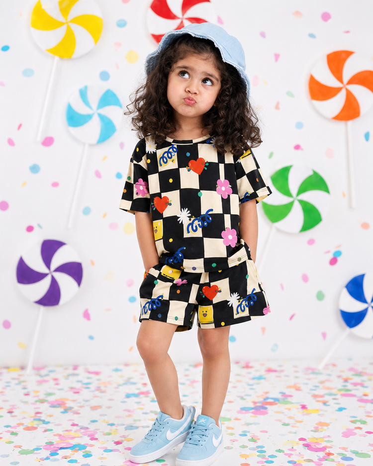 Girl wearing Anaario Giggle and Go Shorts Set