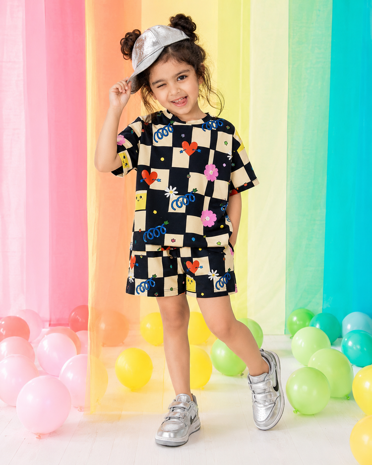 Girl wearing Anaario Giggle and Go Shorts Set
