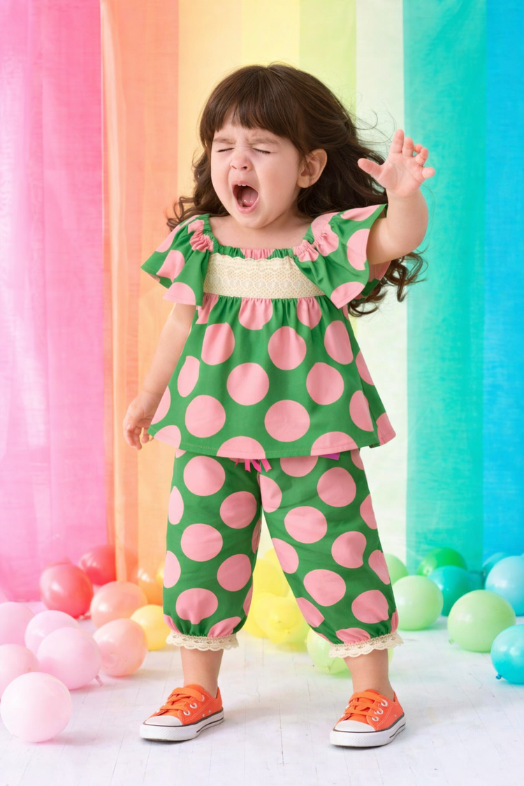 Girl wearing Anaario Meadow Dot Co-ord Set
