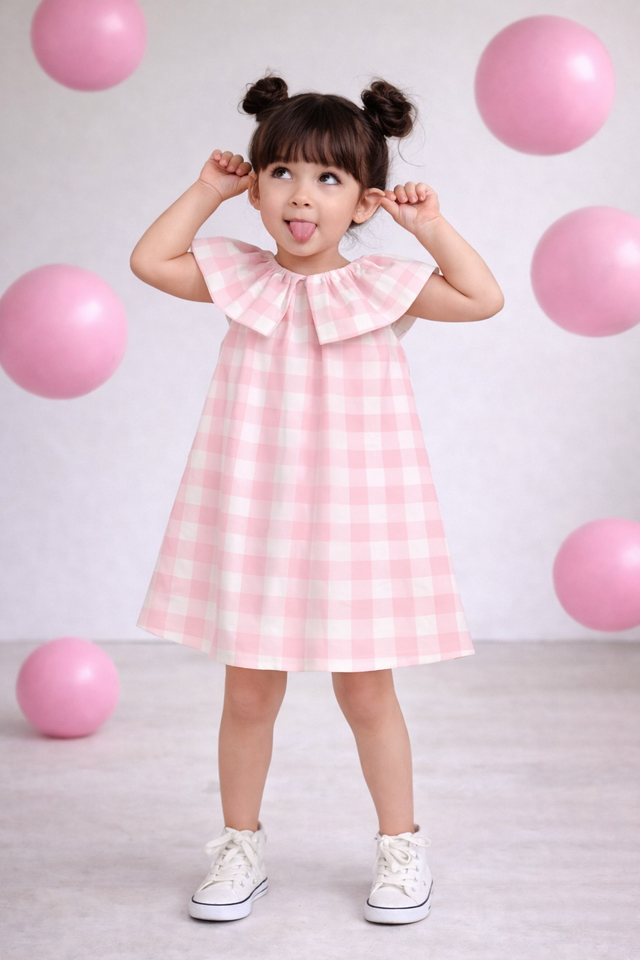 Girl wearing Anaario Peppermint Gingham Dress