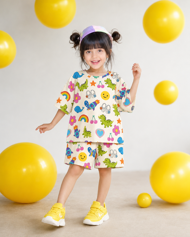 Girl wearing Anaario Skippety-Hop Shorts Set