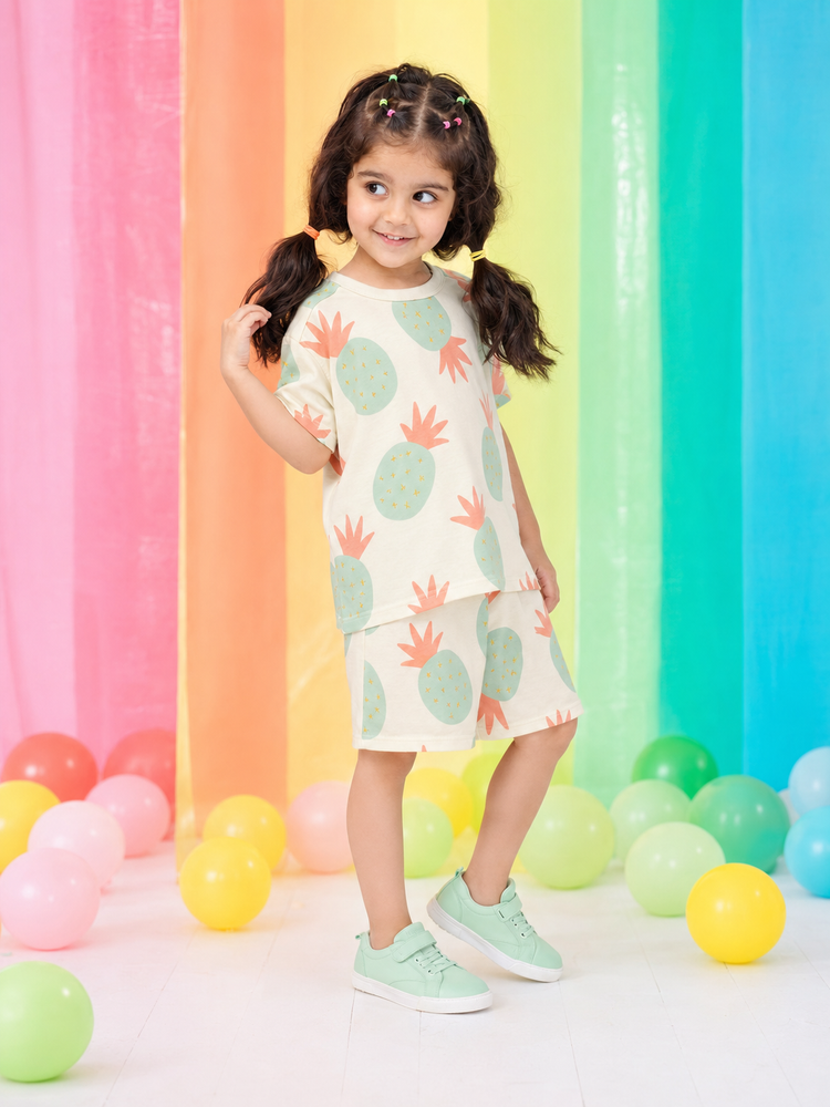 Girl wearing Anaario Whistle and Play Shorts Set