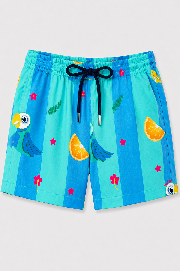Boy wearing Anaario Toucan Tropic Shorts