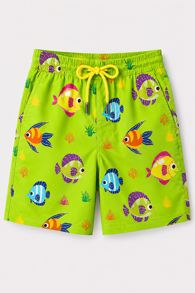 Boy wearing Anaario Tropical Fish Shorts