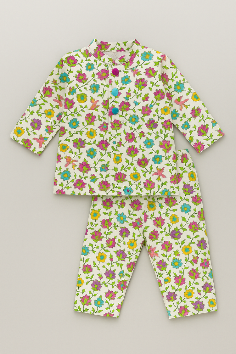 Girl wearing Anaario Multi-Coloured Floral Cotton Co-ord Set