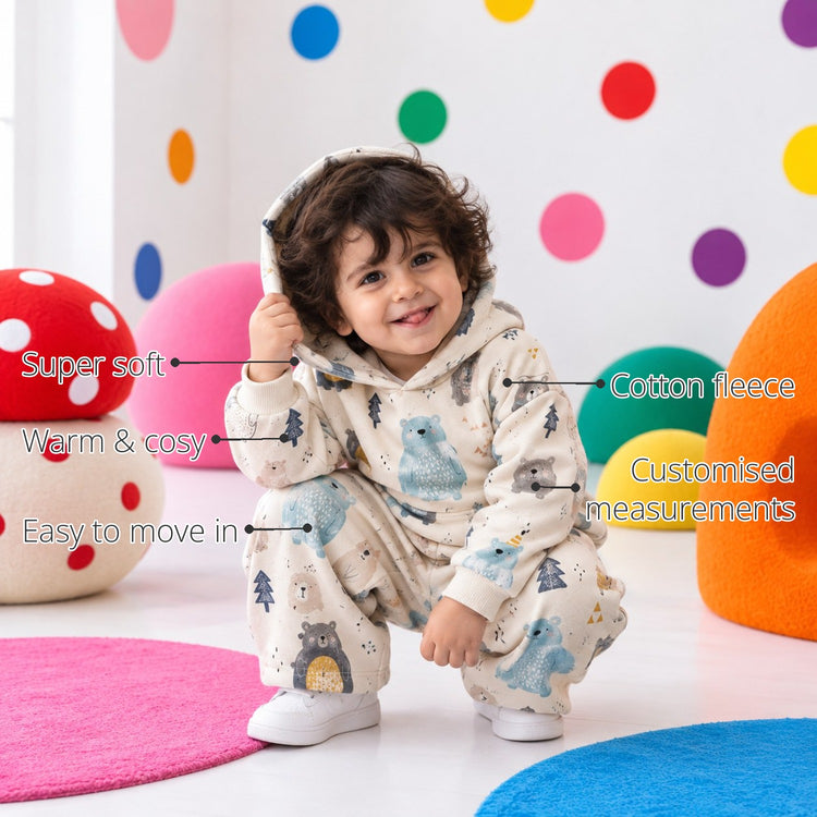 Snow Bear Hooded Boys' Barrel Pant Set features