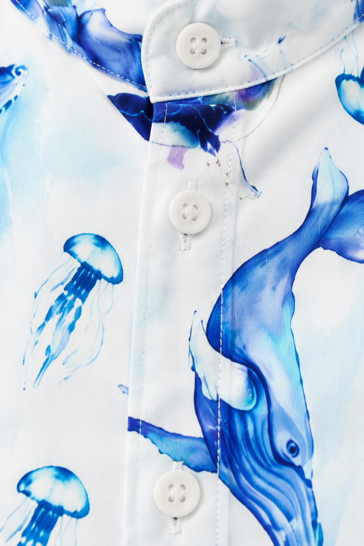 Boy wearing Anaario Whale Ocean Shirt Set