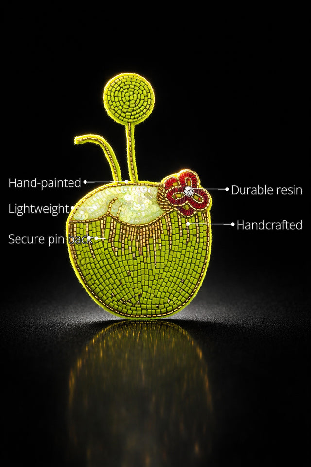 Coconut brooch features